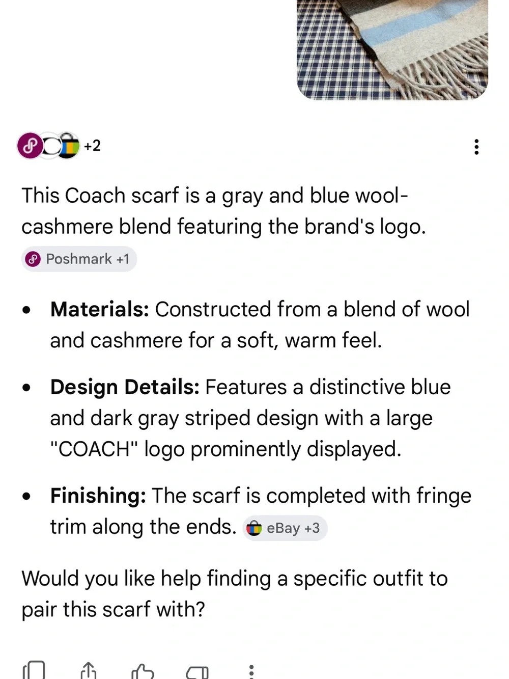 Coach Striped Wool cashmereBlend Scarf in Gray, Blue and Black